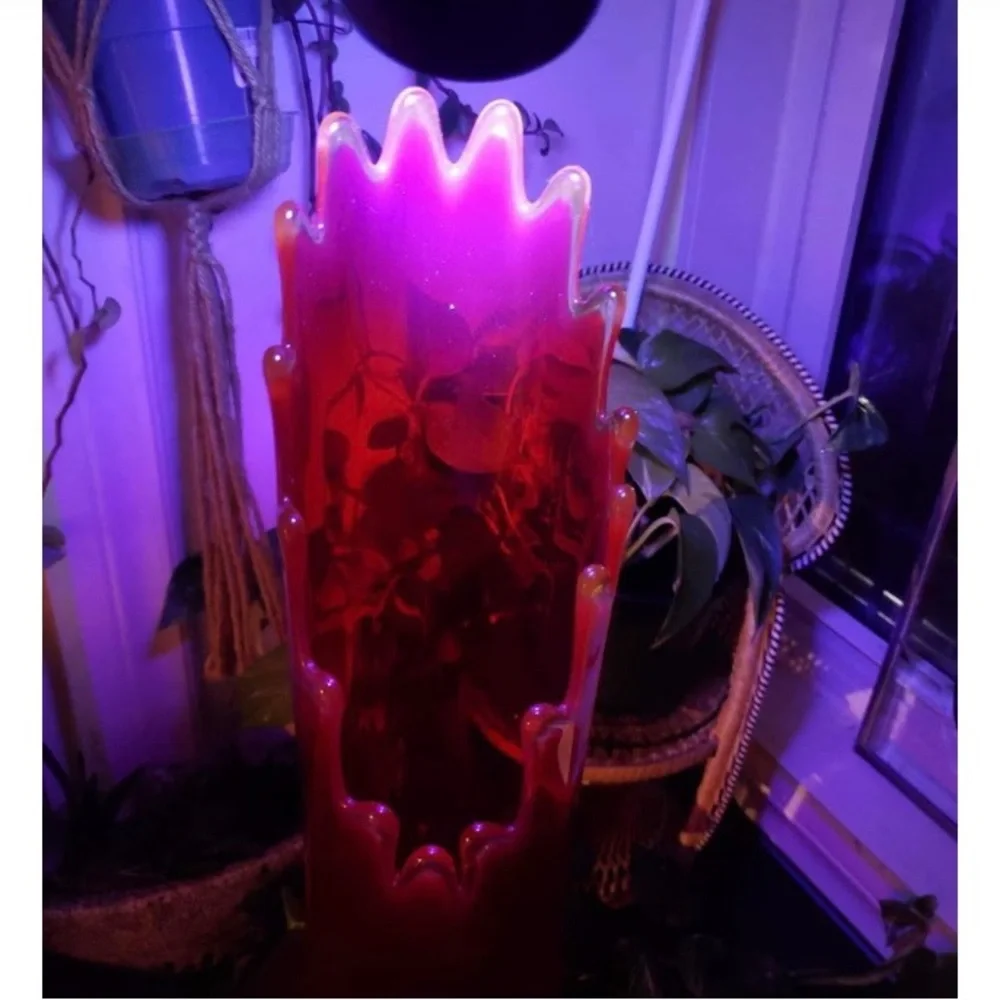 Vintage‎ LE smith red amberina swung vase cadmium glowing glass diamond MCM rare - Picture 6 of 7